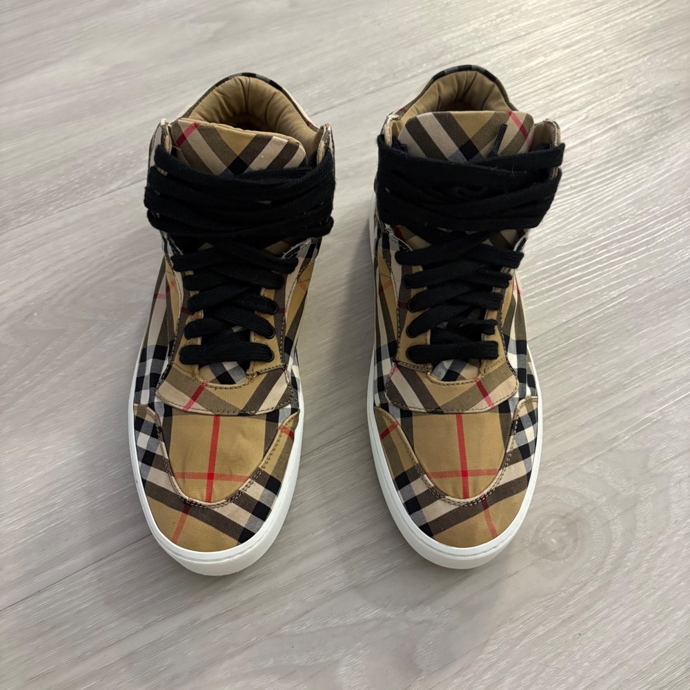 Burberry Shoe Women Vintage Check High Sneakers Tan Black ITLEOSH074CAS IT 38 - Picture 2 of 16